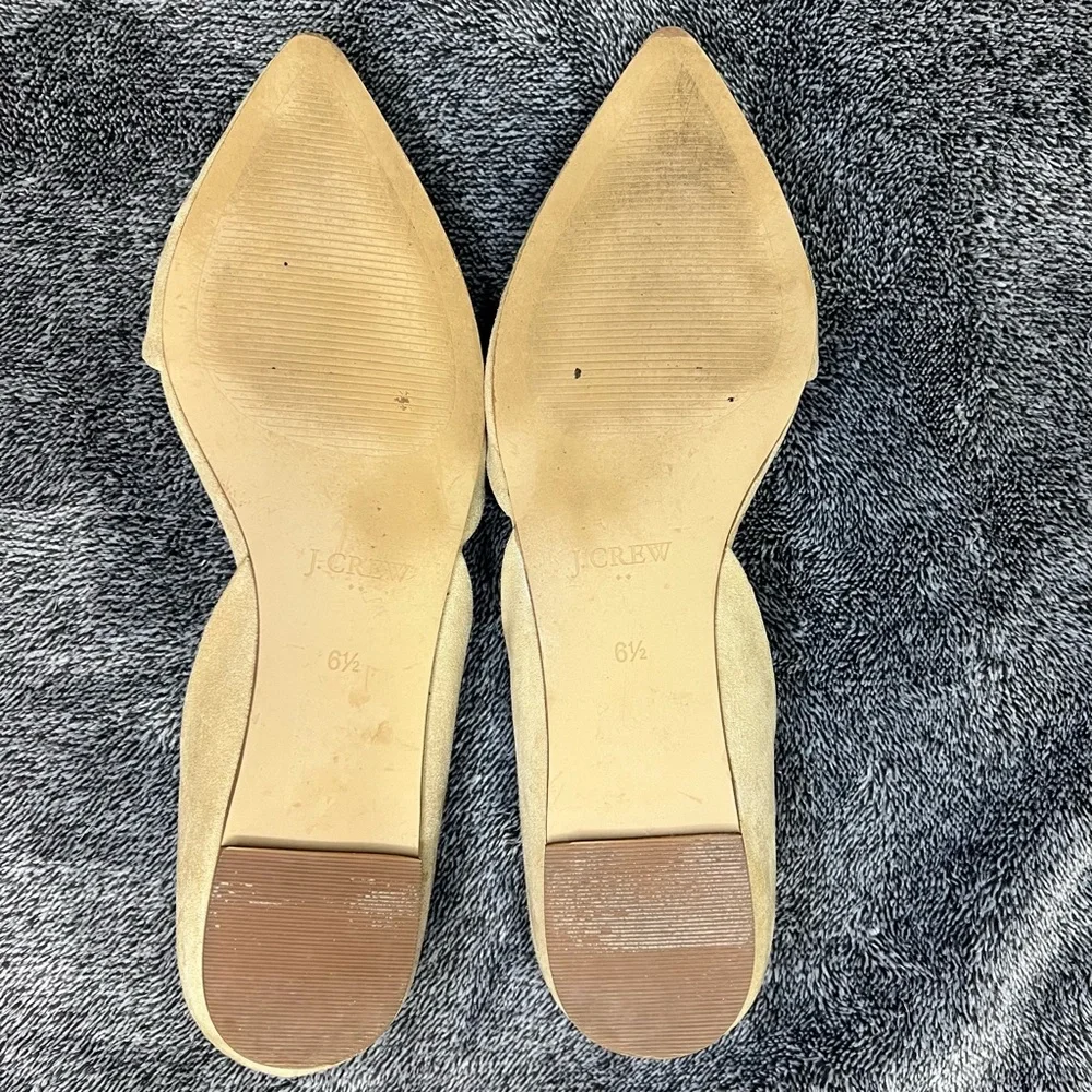 J Crew Zoe D'Orsay Flats Women's Size 6.5 Beige Tan Brown Pointed Toe Suede Shoe - Picture 8 of 9